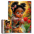 Autumn Wonder Girl Tulip Garden Jigsaw Puzzle