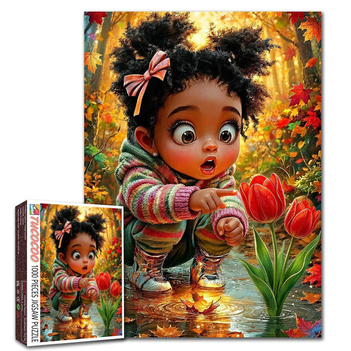 Autumn Wonder Girl Tulip Garden Jigsaw Puzzle