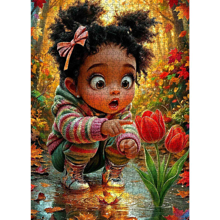 Autumn Wonder Girl Tulip Garden Jigsaw Puzzle