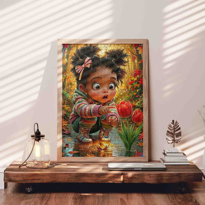 Autumn Wonder Girl Tulip Garden Jigsaw Puzzle