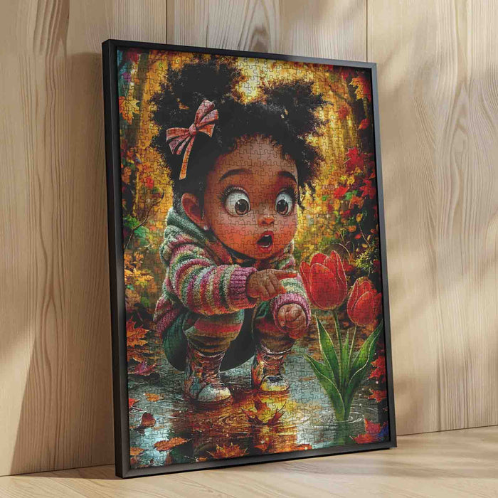 Autumn Wonder Girl Tulip Garden Jigsaw Puzzle