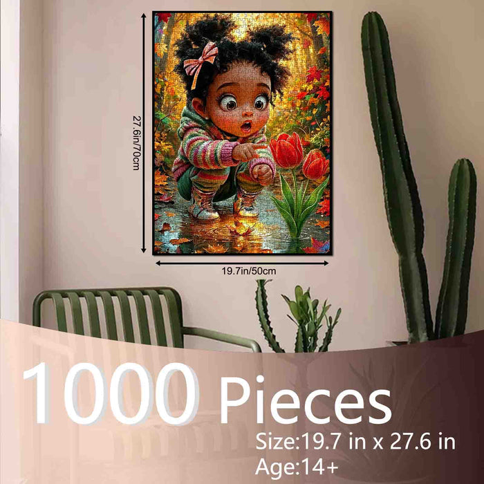 Autumn Wonder Girl Tulip Garden Jigsaw Puzzle