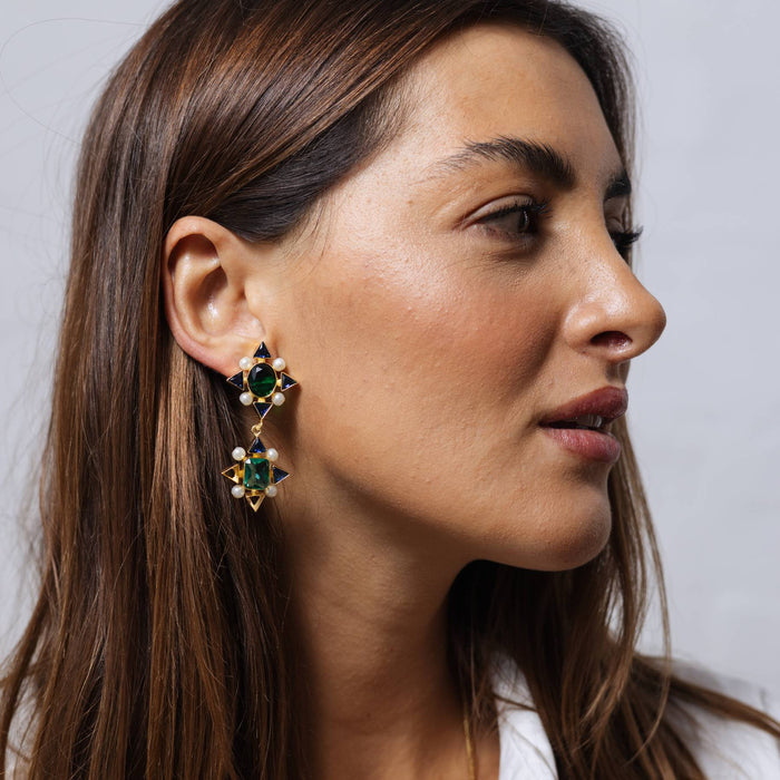 Aztec Emerald Earrings