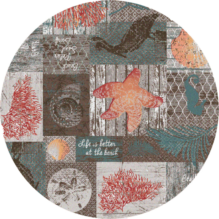 Beach Blocks Round Rug • Coastal Compass Home Decor