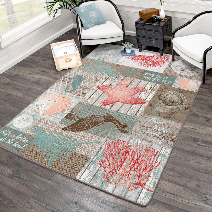Beach Blocks Rug - Coastal Compass Home Decor