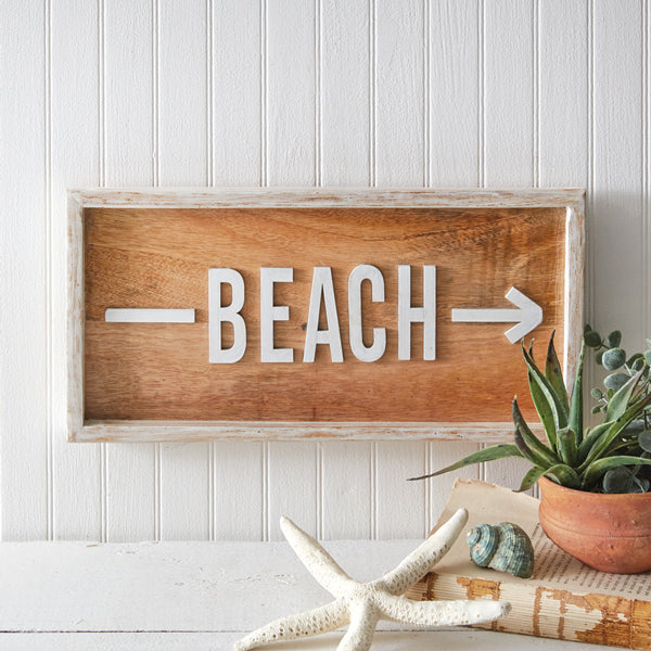 Beach Direction Sign • Coastal Compass Home Decor