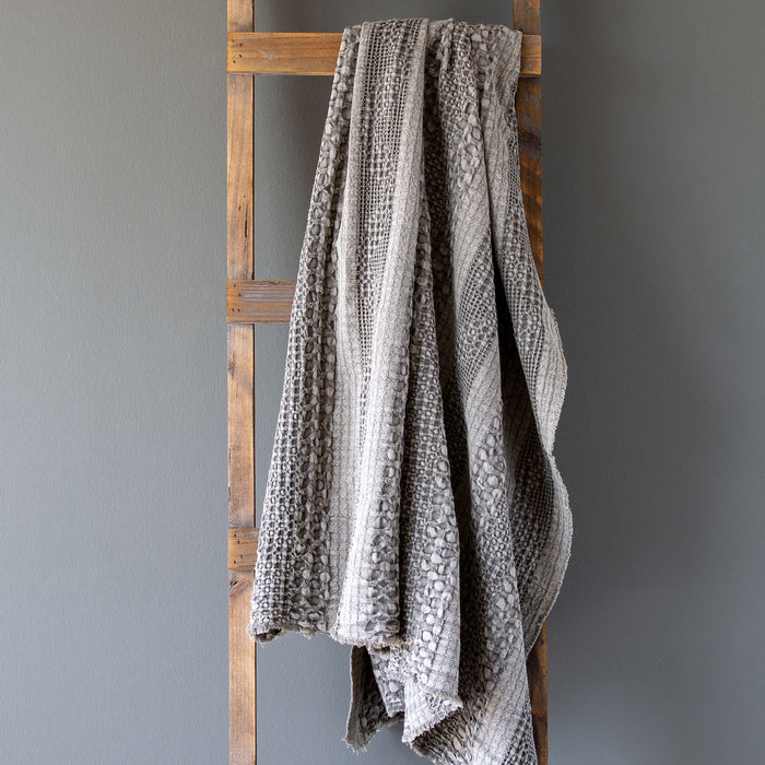 Beige Waffle Weave Throw Blanket • Coastal Compass Home Decor