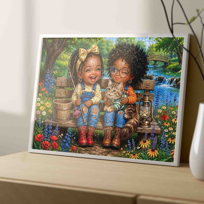 Best Friends Fishing Day Riverside Jigsaw Puzzle