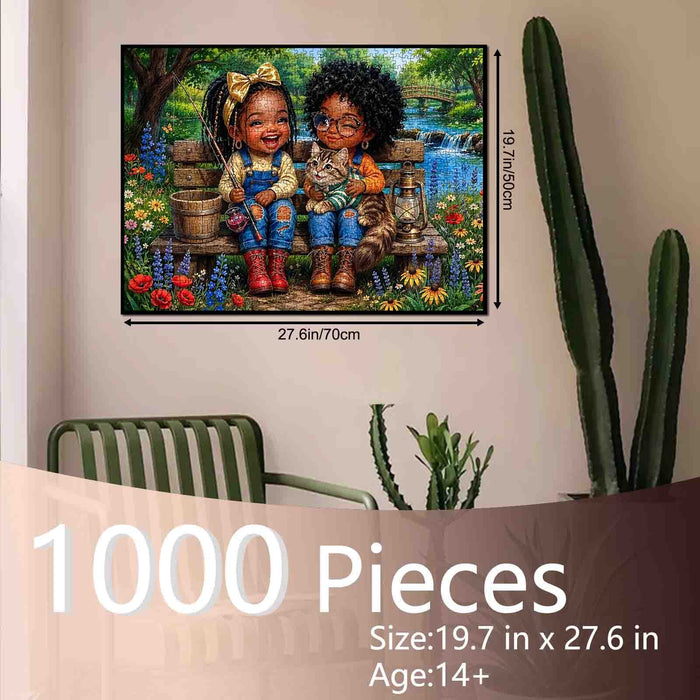 Best Friends Fishing Day Riverside Jigsaw Puzzle