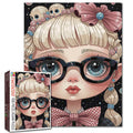 Big-Eyed Girl with Candy Braids Jigsaw Puzzle