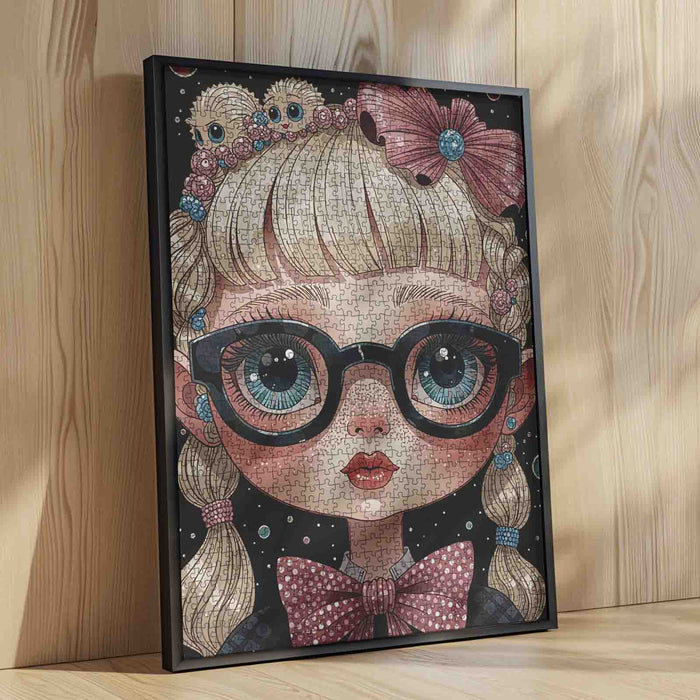 Big-Eyed Girl with Candy Braids Jigsaw Puzzle
