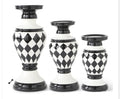 Black and white harlequin ceramic candlesticks
