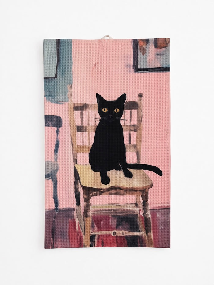 Black Cat two sided recycled microfiber tea towel