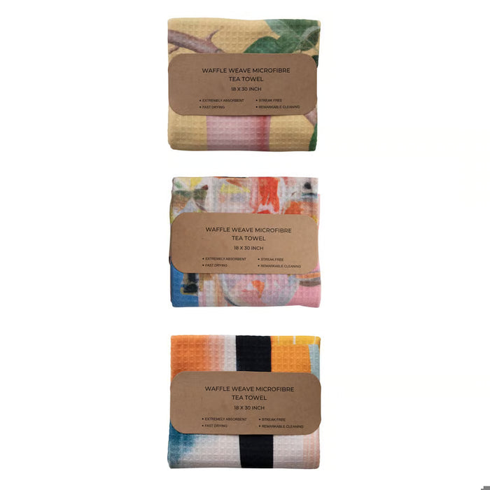 Abstract Color Block two sided recycled microfiber tea towel
