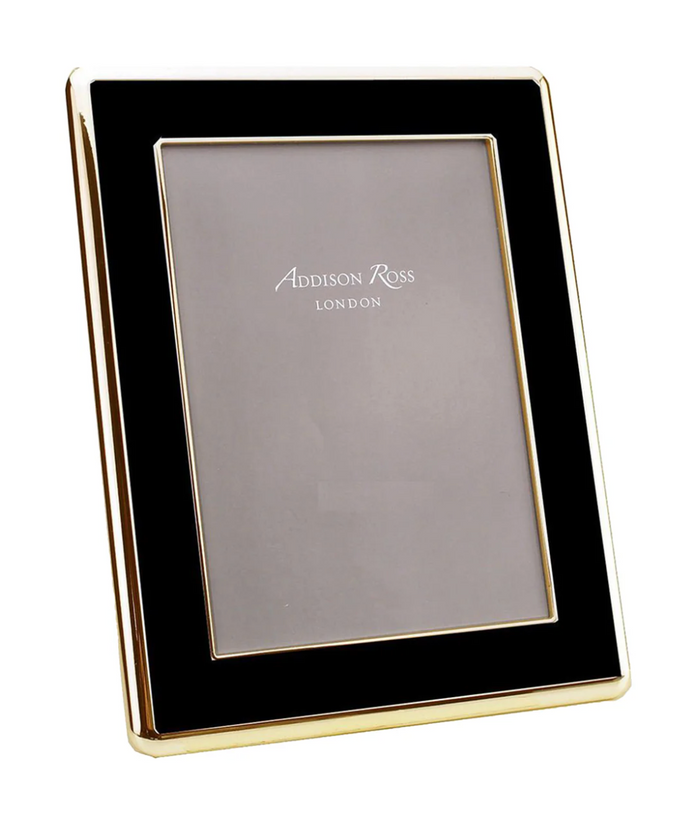 Black enamel and gold curve frame. 8" x 10"