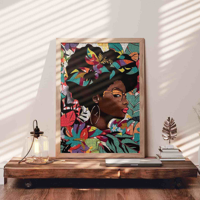 Black Girl Wearing Sunglass Painting Jigsaw Puzzle