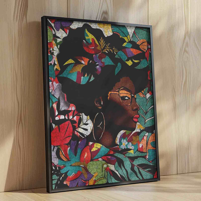 Black Girl Wearing Sunglass Painting Jigsaw Puzzle
