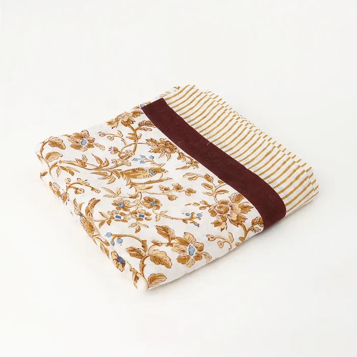 Block Printed Linen Rectangular Tablecloth