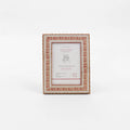 BLOCK PRINTED TABLE TOP PICTURE FRAME FLORAL STRIPE - OCHRE