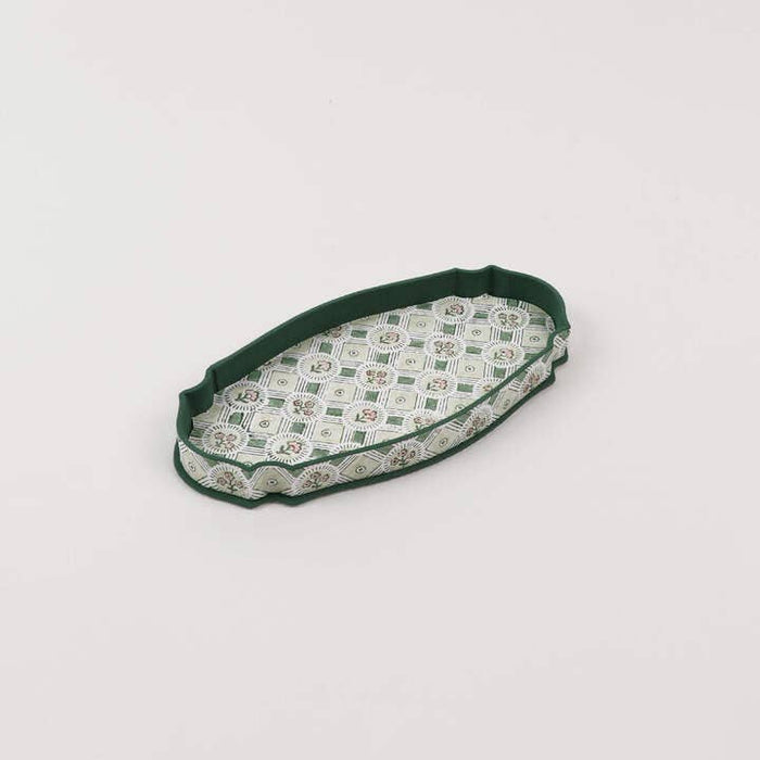 BLOCK PRINTED  VICTORIAN DESK TRAY SPRING BLOOM GREEN