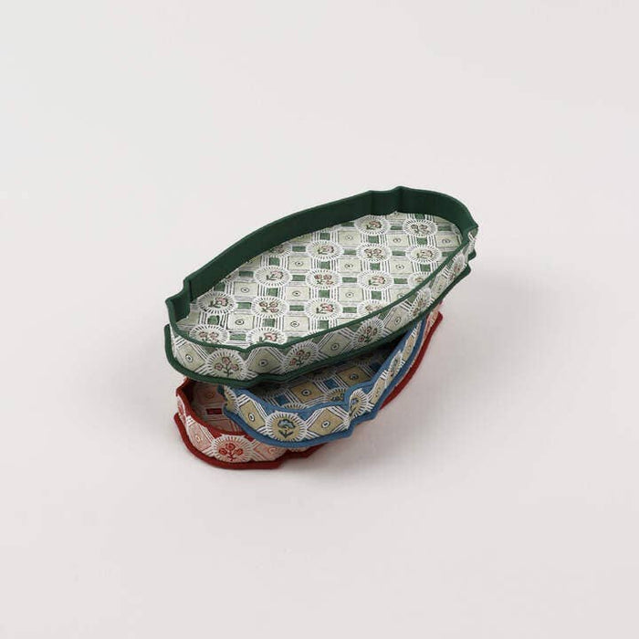 BLOCK PRINTED  VICTORIAN DESK TRAY SPRING BLOOM GREEN