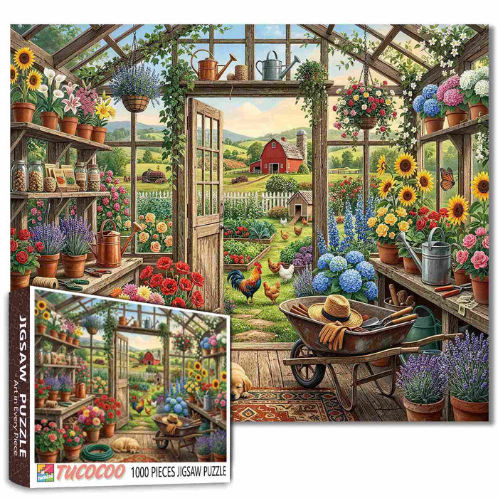 Blooming Farmhouse Greenhouse Jigsaw Puzzle