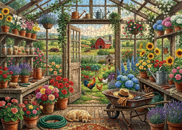 Blooming Farmhouse Greenhouse Jigsaw Puzzle