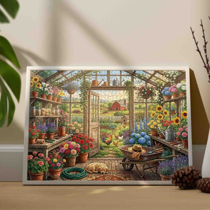 Blooming Farmhouse Greenhouse Jigsaw Puzzle
