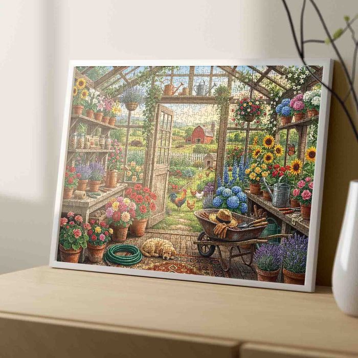 Blooming Farmhouse Greenhouse Jigsaw Puzzle