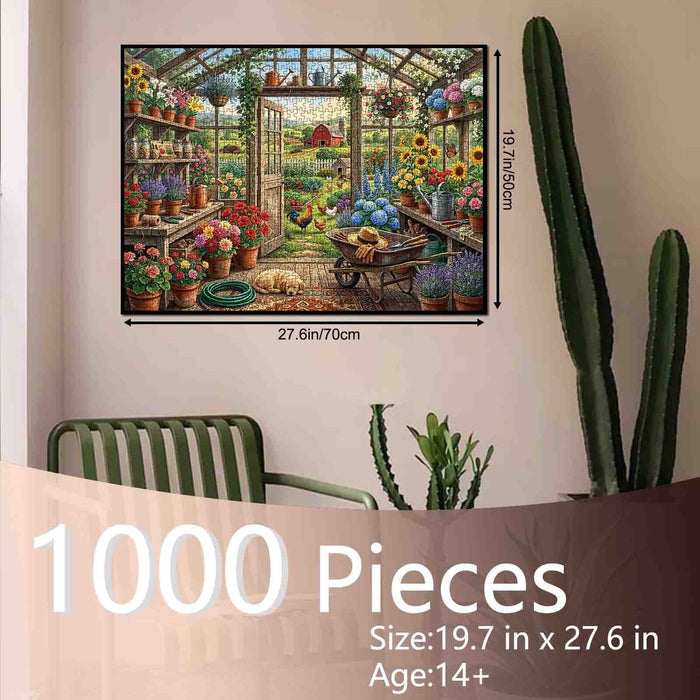 Blooming Farmhouse Greenhouse Jigsaw Puzzle