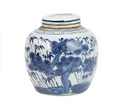 Blue and White Mini Jar - Pine Tree Motif
