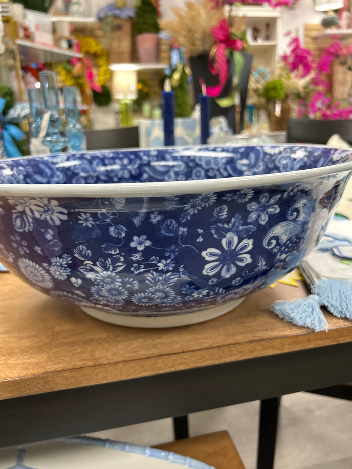 Blue and white porcelain bow floral and butter butterflies