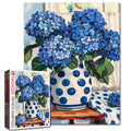 Blue Hydrangea Polka Dot Vase Jigsaw Puzzle