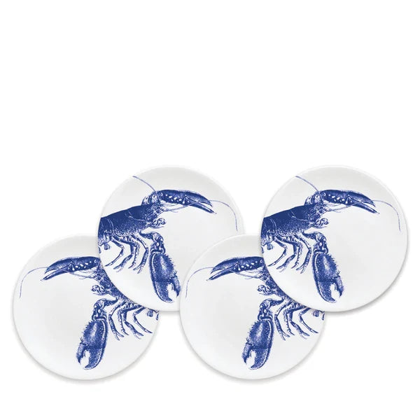 Blue Lobster Appetizer Plates - Set/4 • Coastal Compass Home Decor