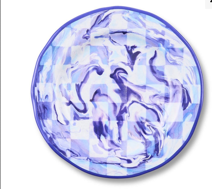Blue Marble Check Melamine Salad Plates