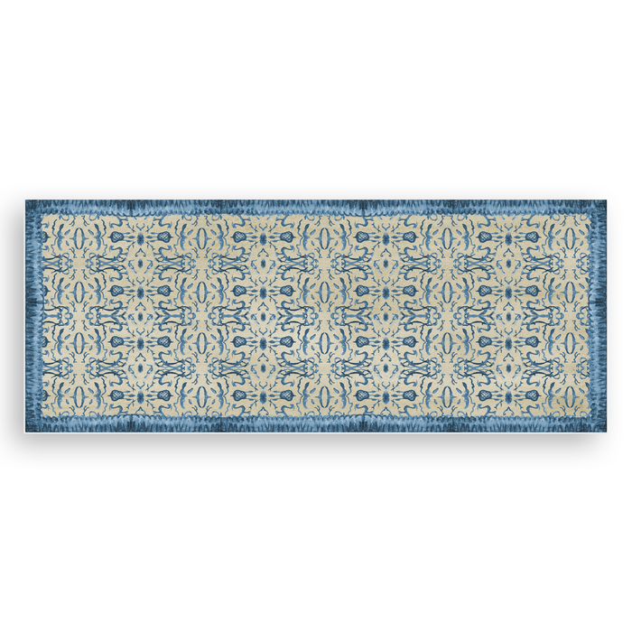 Blue & Tan Chinoiserie Vinyl Floor Mat