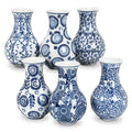 Blue/White Small Bulb Vase - 6Asst - 4.5"H