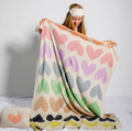 Blush Hearts Organic Cotton Travel Blanket and Eye Mask Set