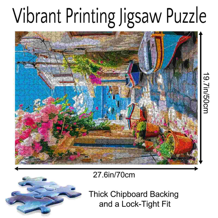 Boats and Bougainvillea Alley Jigsaw Puzzle