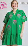 Boho Floral Embroidered Mini Dress