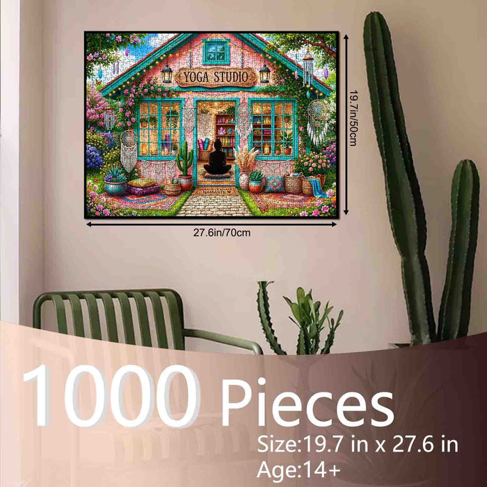 Boho Floral Yoga Studio Retreat Jigsaw Puzzle