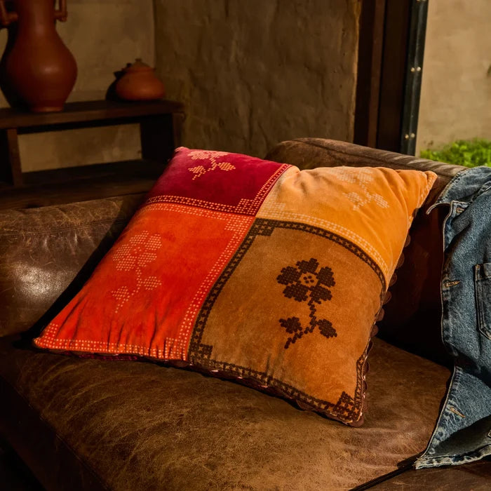 Bonny Reversible Velvet Cushion - Sienna