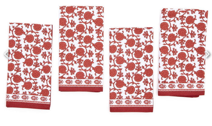 Botanica set of 4 block print design cloth napkins