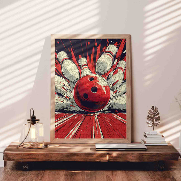 Bowling Strike Explosion Retro Art Jigsaw Puzzle