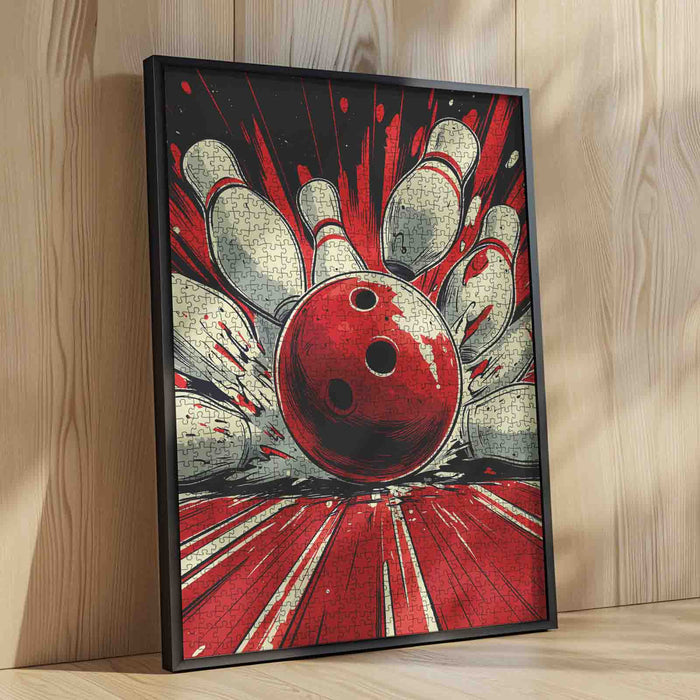 Bowling Strike Explosion Retro Art Jigsaw Puzzle