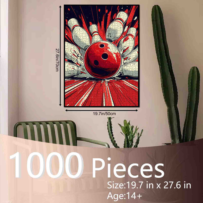 Bowling Strike Explosion Retro Art Jigsaw Puzzle