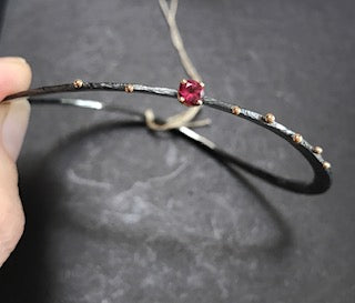 Bracelet Bangle  with Pink Tourmaline