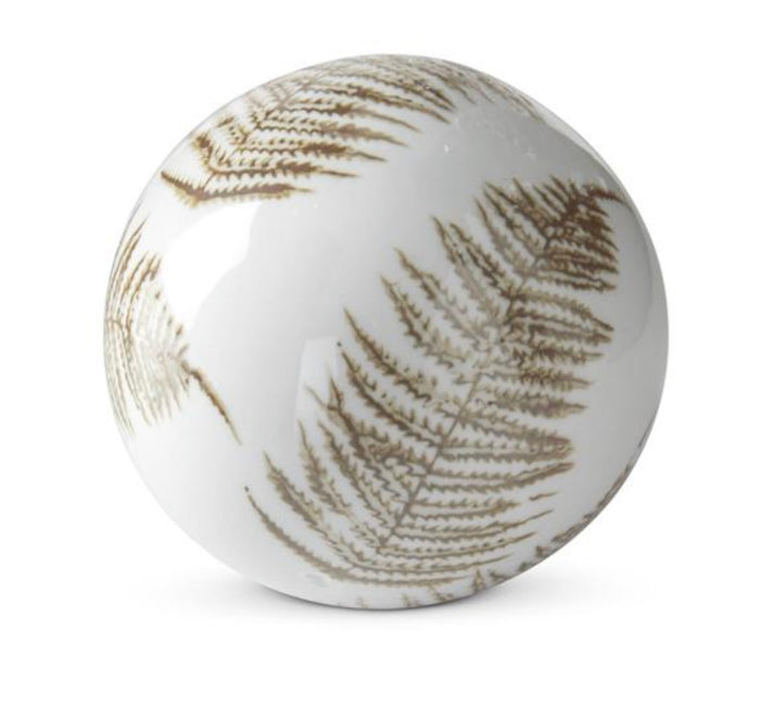 Brown & Cream Ceramic Fern Ball
