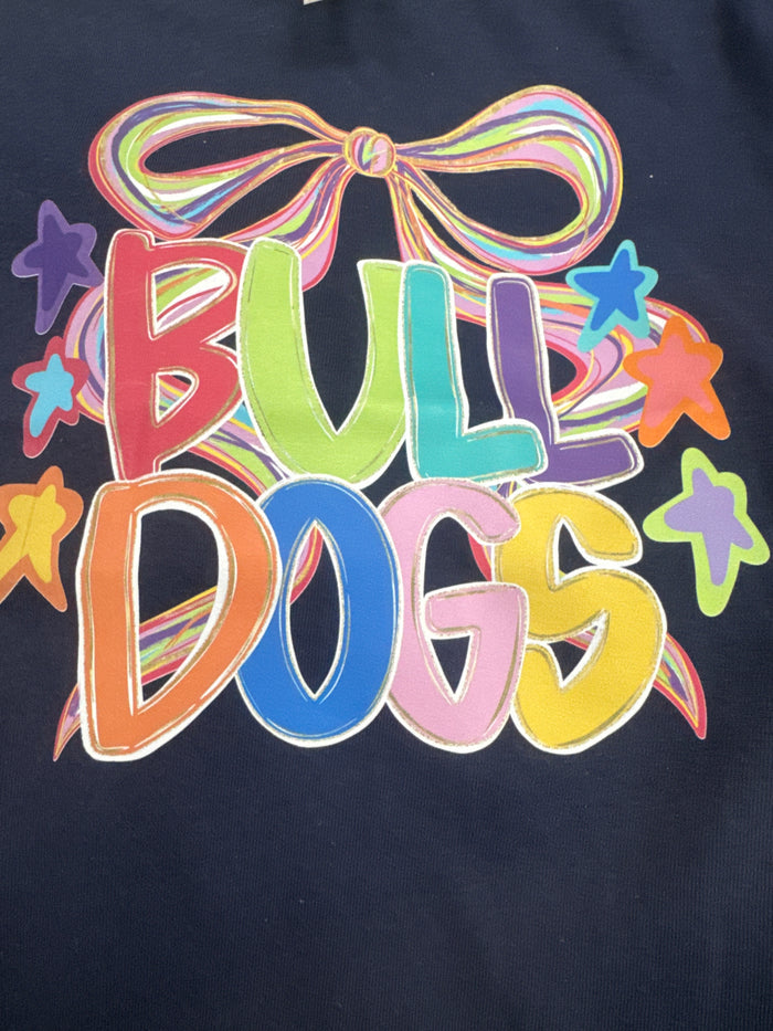Bulldogs colorful, bow shirt