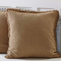 Burlap Natural Fabric Euro Sham w- Fringed Ruffle 26x26